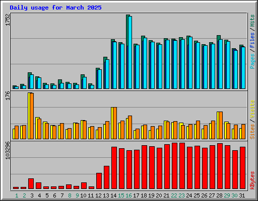 Daily usage for March 2025