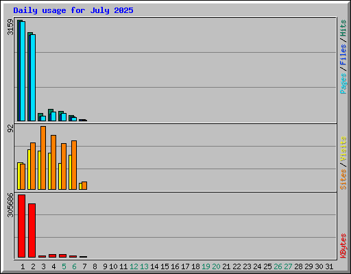 Daily usage for July 2025