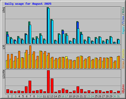 Daily usage for August 2025